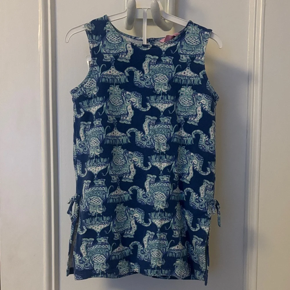 Lilly Pulitzer Mini Donna Elephant Print Kids Set in Blue and White